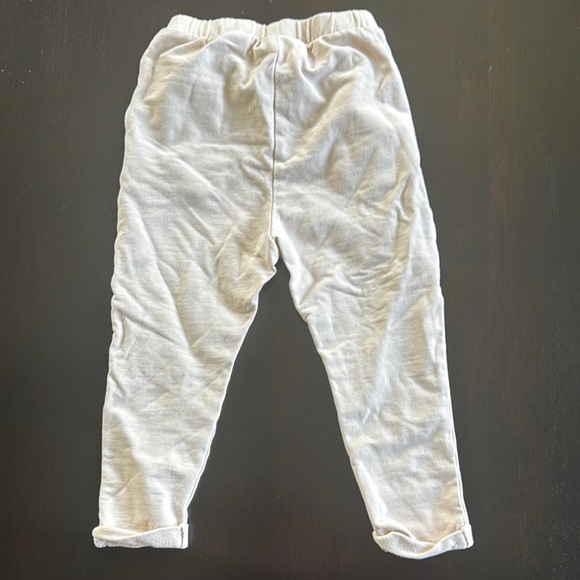 Zara Cream Sweatpants Relaxed Fit Tapered Legs - Picture 3 of 3
